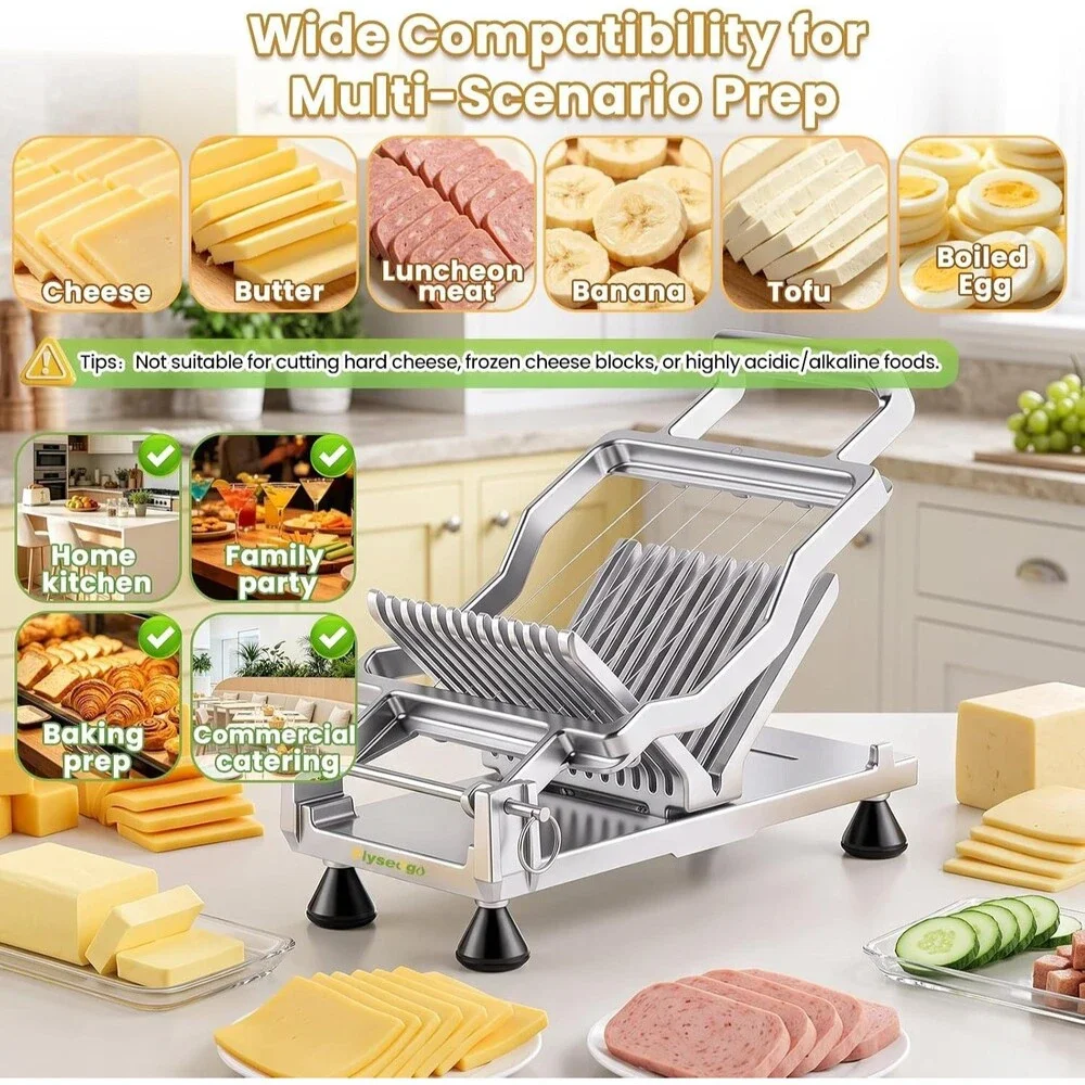 Commercial Cheese Butter Slicer 316 Stainless Steel 3/8 3/4 Inch Heavy duty alum